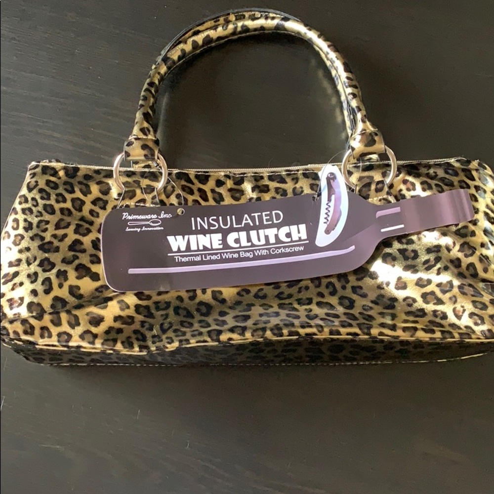 Insulated wine tote cheetah print bag